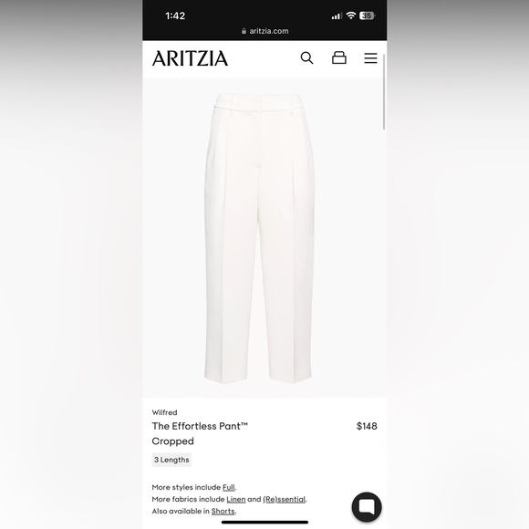 Aritzia Effortless Cropped Pant - Picture 4 of 5